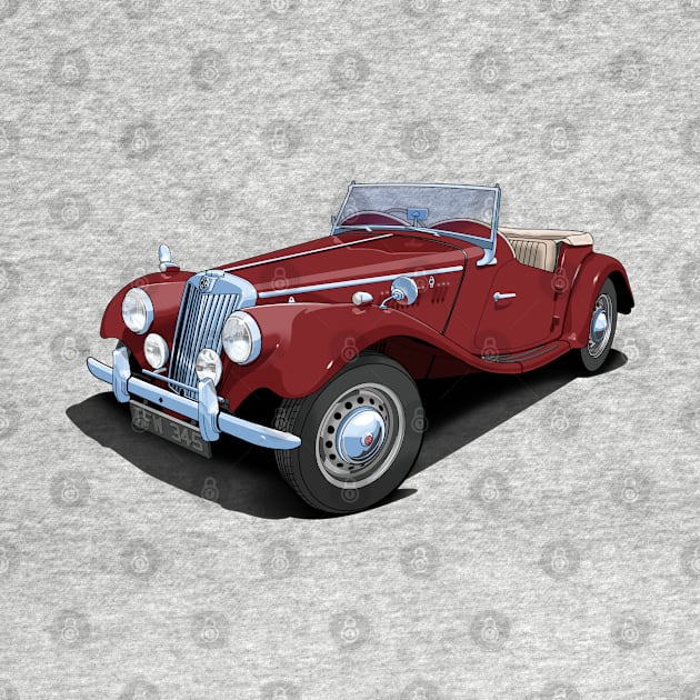 1954 MG TF sports car in autumn red by candcretro